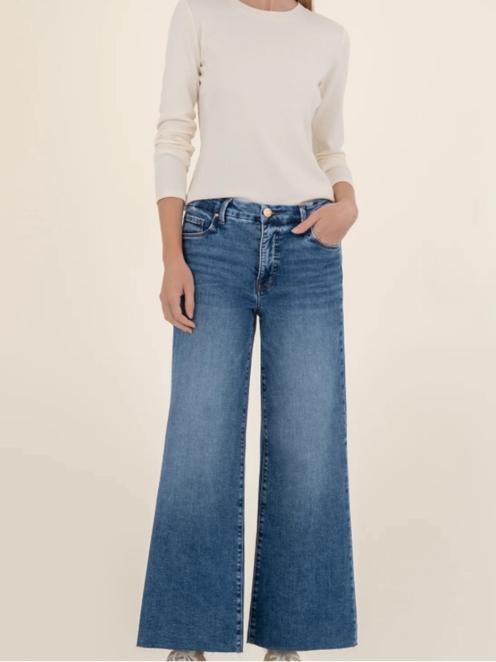 KUT FROM THE KLOTH WIDE LEG JEANS MEDIUM WASH WOMENS SIZE 16 TRENDY HIGH RISE